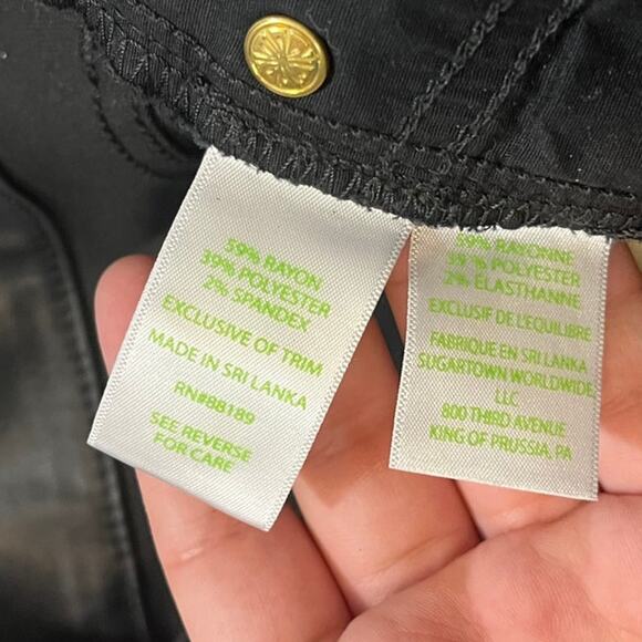 Lilly Pulitzer Eagan High Rise Stretch Coated Denim Jeans Size 14 Black - Picture 8 of 9